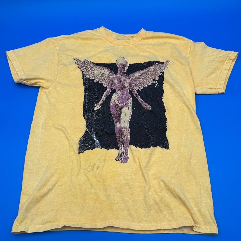Nirvana In Utero Angel Graphic T Shirt Yellow Mens Medium